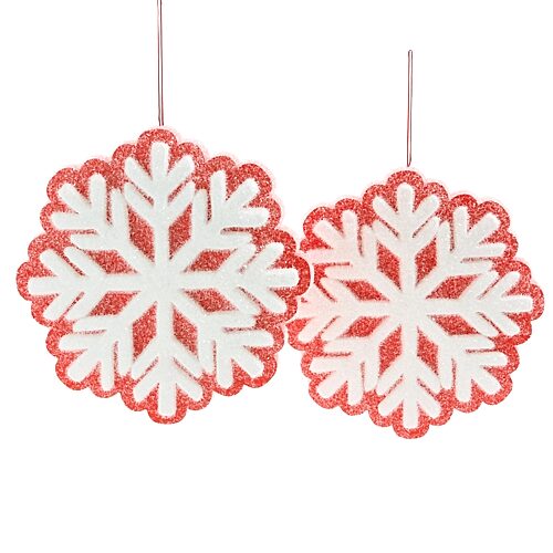 North Pole Trading Co . Oversized Snowflake 2-pc. Christmas Ornament In Red