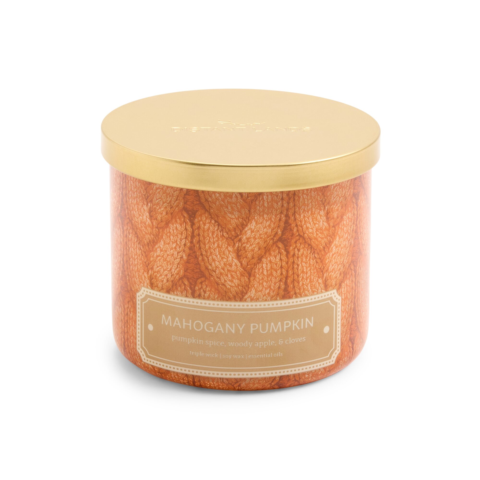 Distant Lands Mahagony Pumpkin 3-Wick Scented Jar Candle