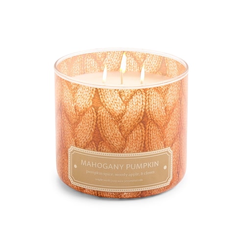 Distant Lands Mahagony Pumpkin 3-wick Scented Jar Candle