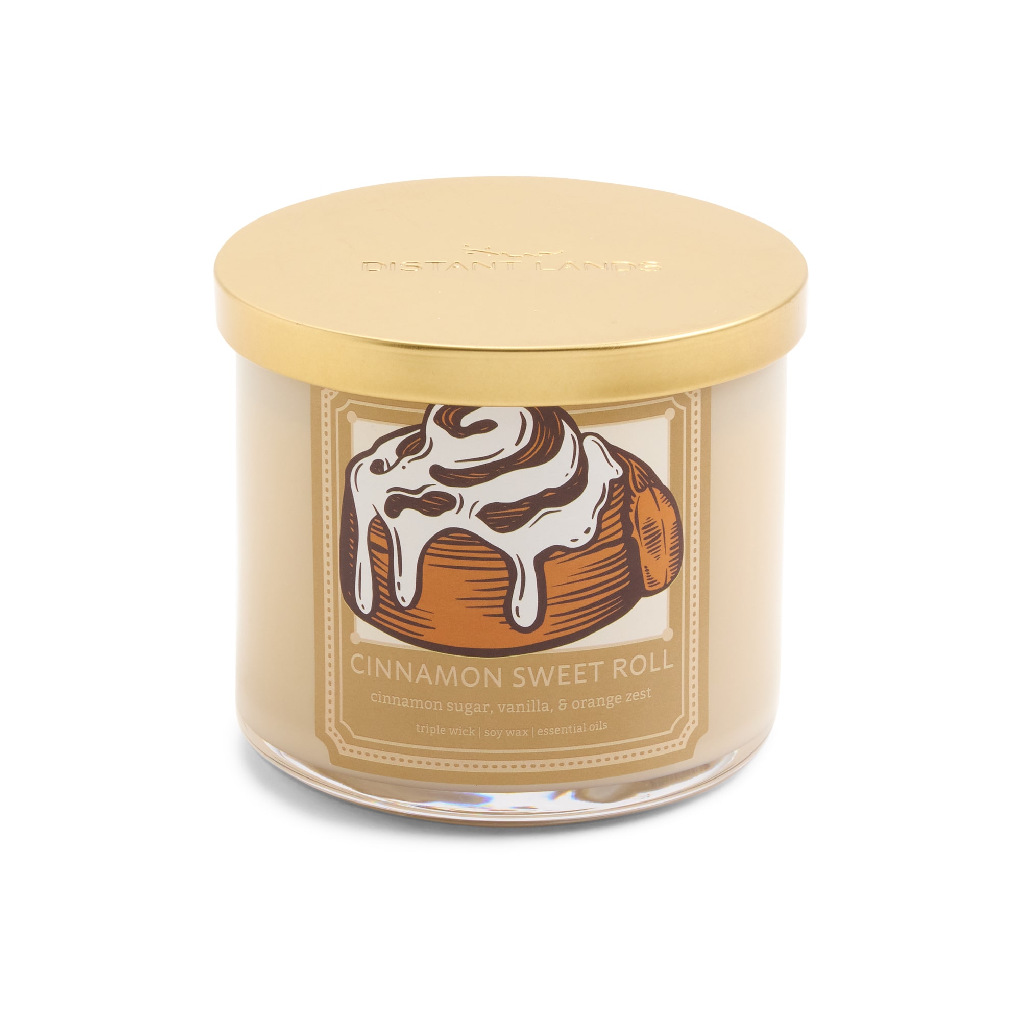 Distant Lands Cinnamon Sweet Roll 3-Wick Scented Jar Candle