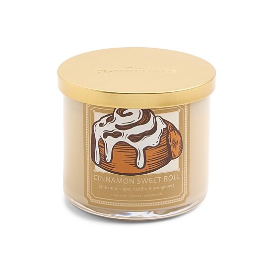 Distant Lands 14oz Cinnamon Sweet Roll 3-Wick Scented Jar Candle
