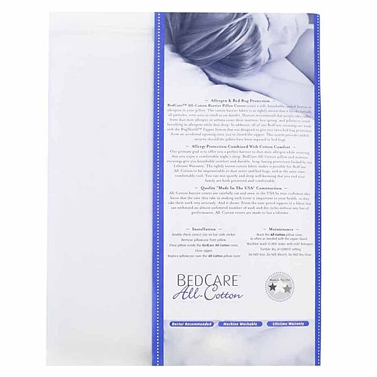 BedCare All Cotton Allergy and Bed Bug Proof Pillow Cover