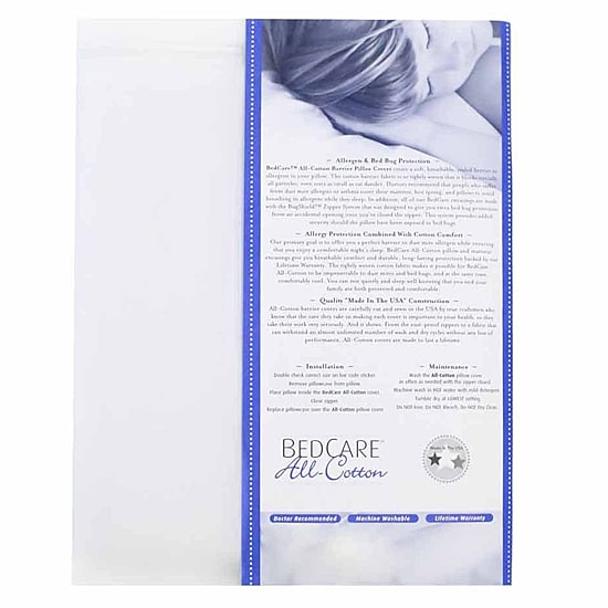 BedCare All Cotton Allergy and Bed Bug Proof Pillow Cover