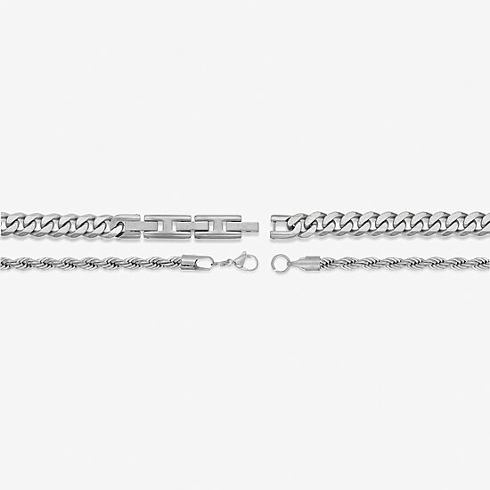 Mens Stainless Steel 2-pc. Necklace Set