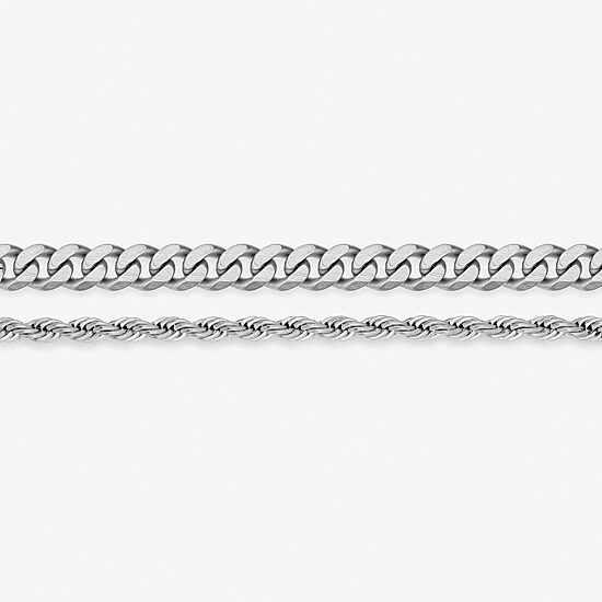 Mens Stainless Steel 2-pc. Necklace Set