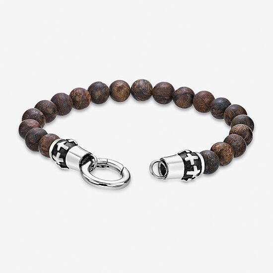 Mens Stainless Steel Beaded Bracelet