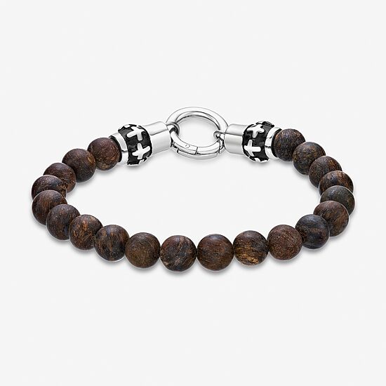 Mens Stainless Steel Beaded Bracelet