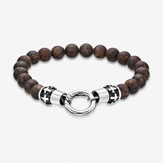 Mens Stainless Steel Beaded Bracelet