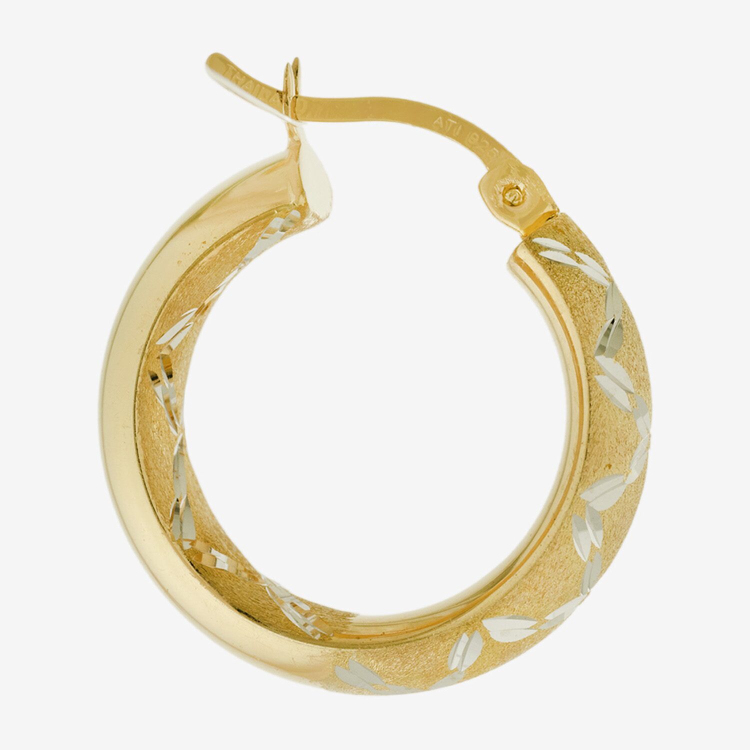 Diamond Cut Womens 14K Two Tone Gold Over Silver 20mm Hoop Earrings