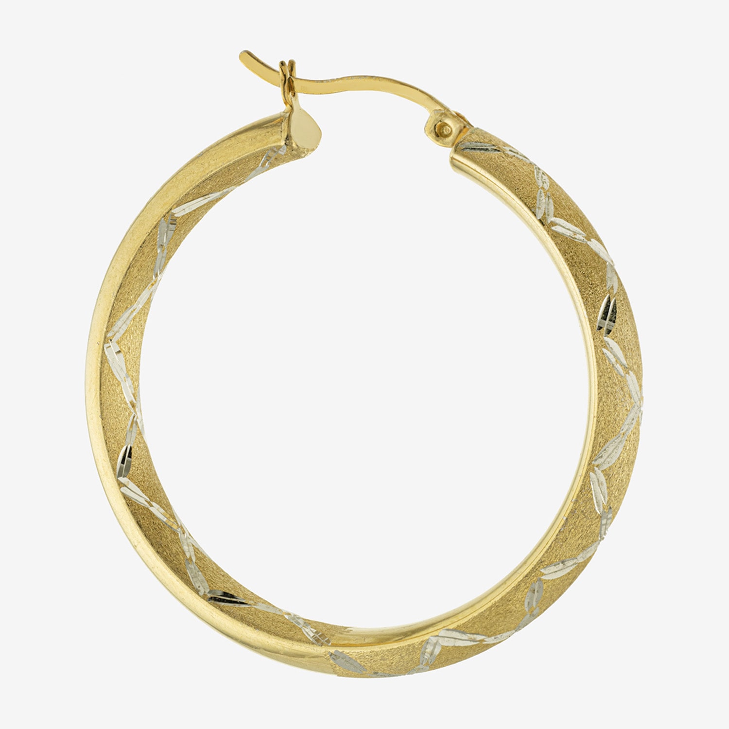 Diamond Cut Womens 14K Two Tone Gold Over Silver 36mm Hoop Earrings
