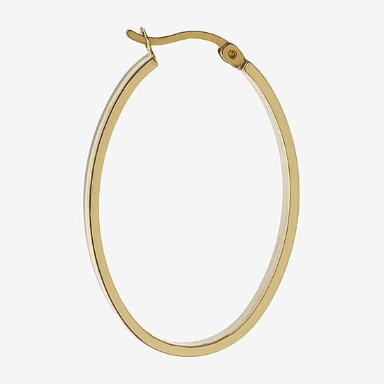 Diamond Cut Womens 14K Two Tone Gold Over Silver 35.8mm Hoop Earrings