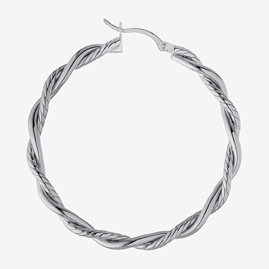 Womens Sterling Silver 50.8mm Hoop Earrings