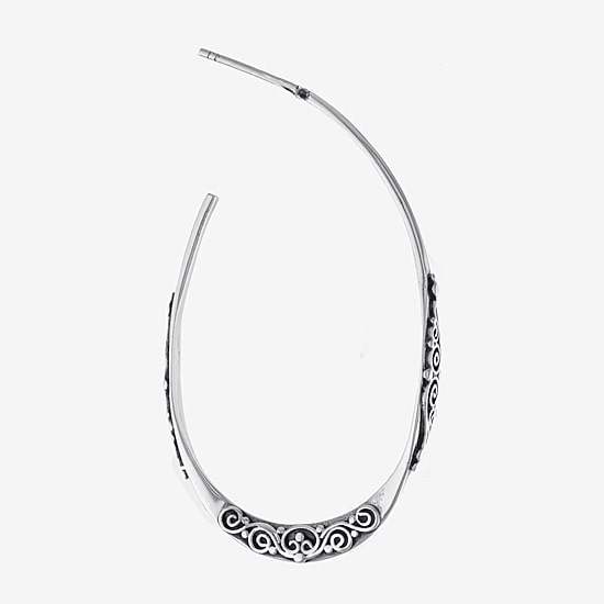 Bali Inspired Womens Sterling Silver 41.9mm Hoop Earrings