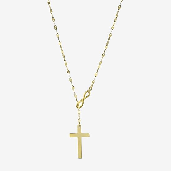 Womens 14K Gold Over Silver Cross 22 Inch Pendant Necklace