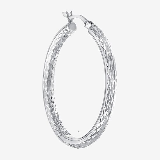 Womens Sterling Silver 37.8mm Hoop Earrings