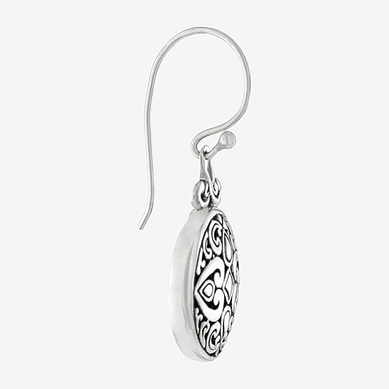 Womens Sterling Silver Round Drop Earrings