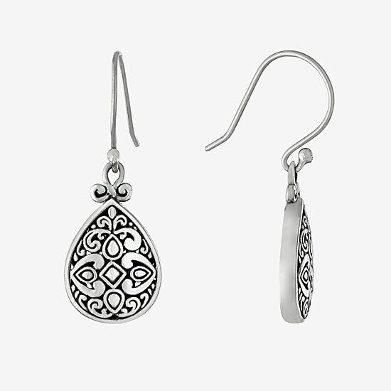Womens Sterling Silver Pear Drop Earrings