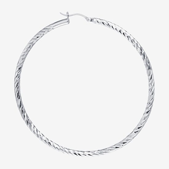 Womens Sterling Silver 50mm Hoop Earrings