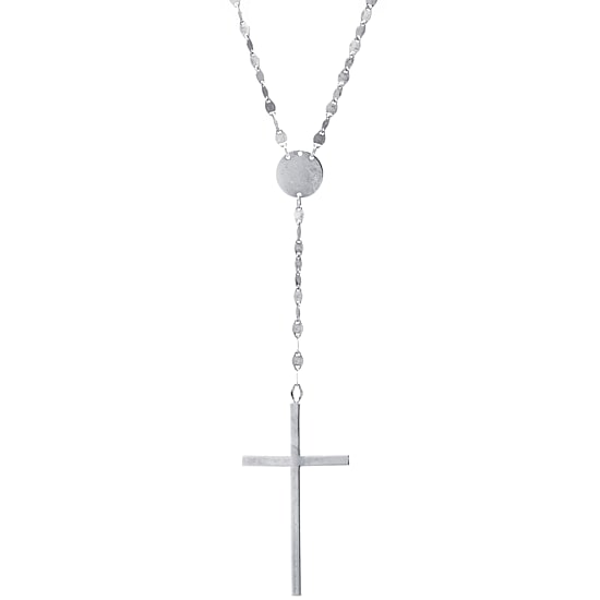 Womens Sterling Silver 18 Inch Rosary Necklace