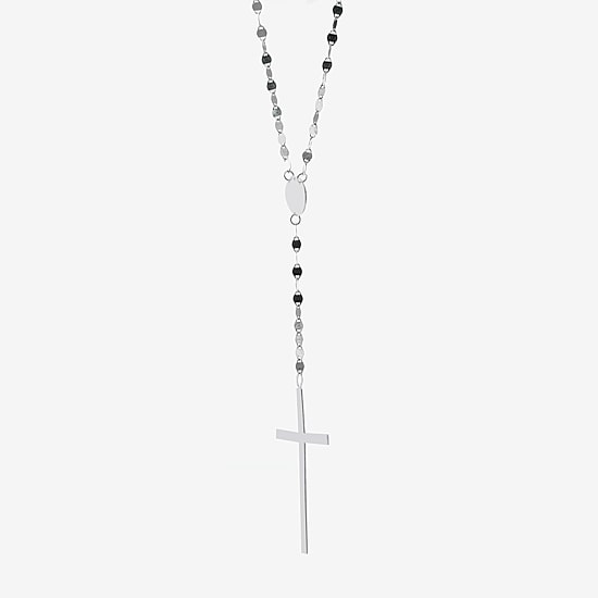 Womens Sterling Silver 18 Inch Rosary Necklace