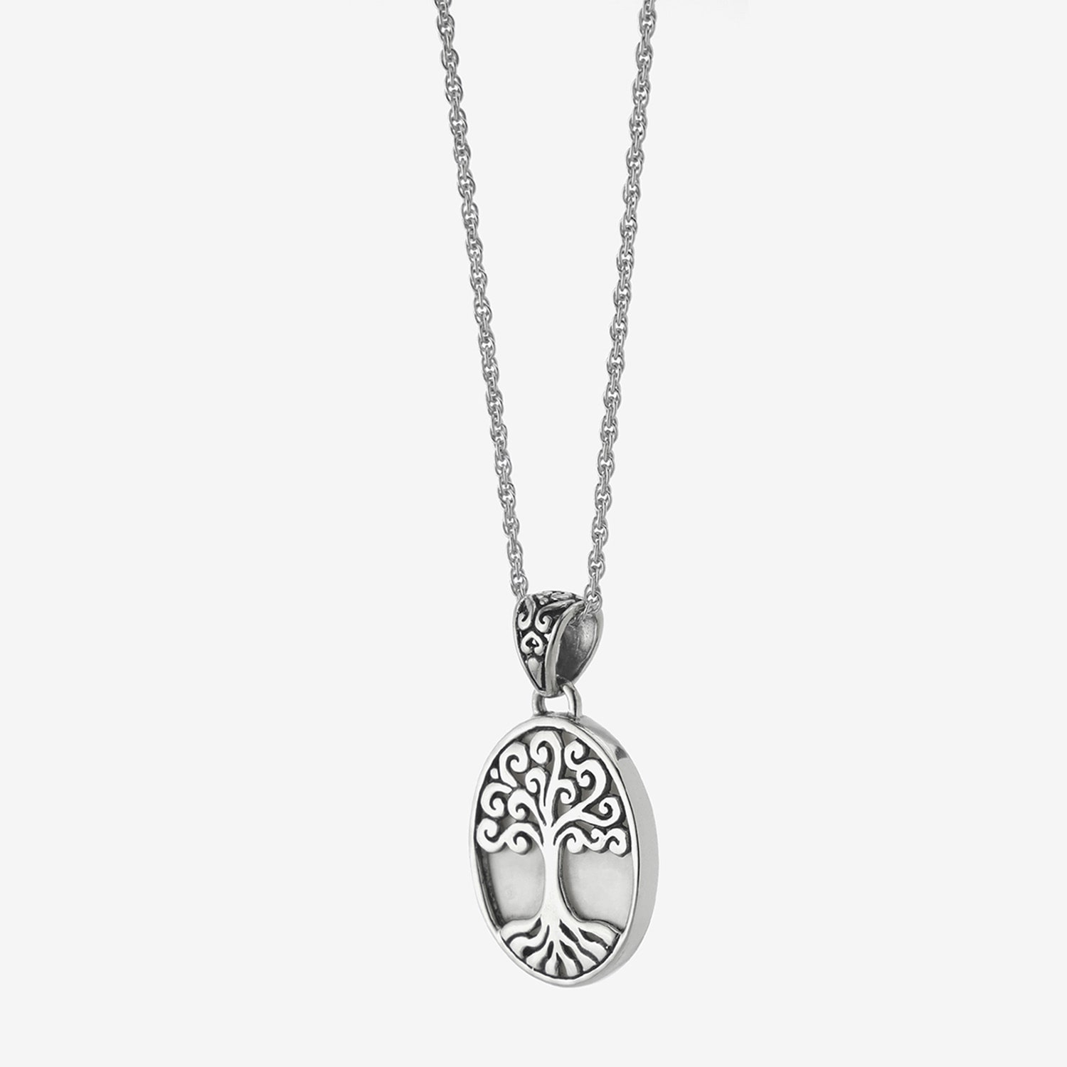 Tree Of Life Womens White Mother Of Pearl Sterling Silver 16 Inch Pendant Necklace