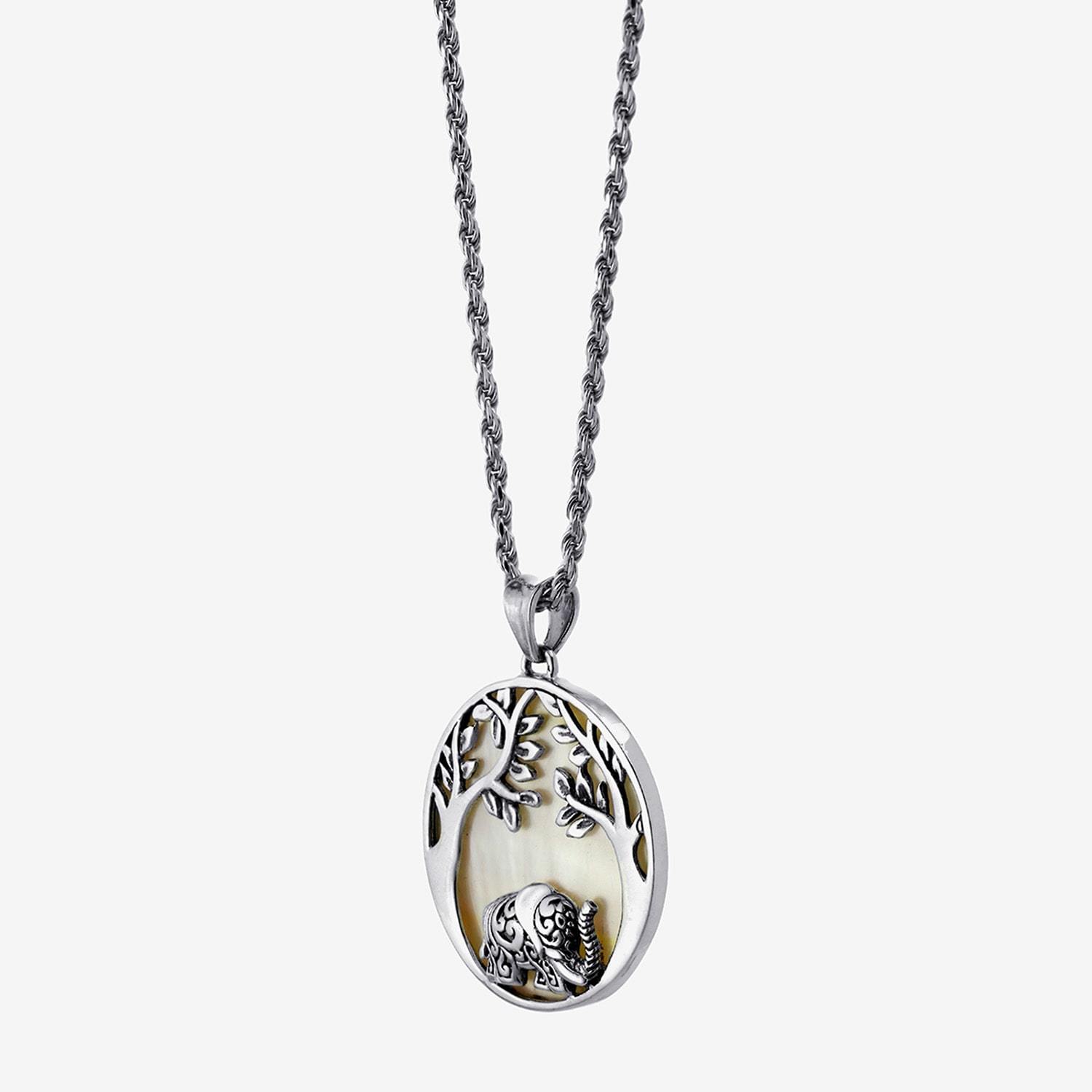 Tree Of Life Womens White Mother Of Pearl Sterling Silver Round 16 Inch Pendant Necklace