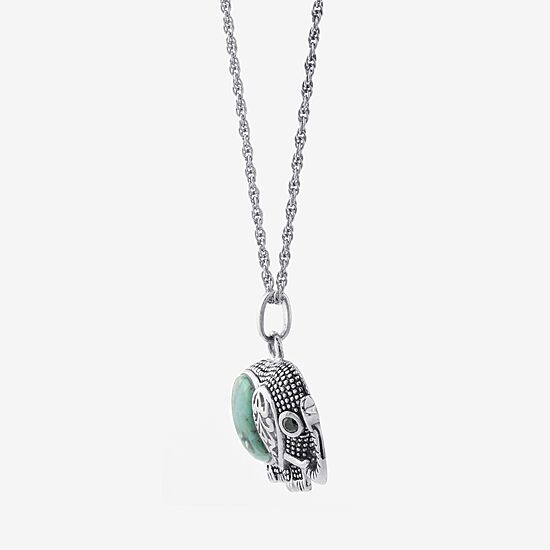 Womens Enhanced Blue Turquoise Sterling Silver 18 Inch Pendant Necklace