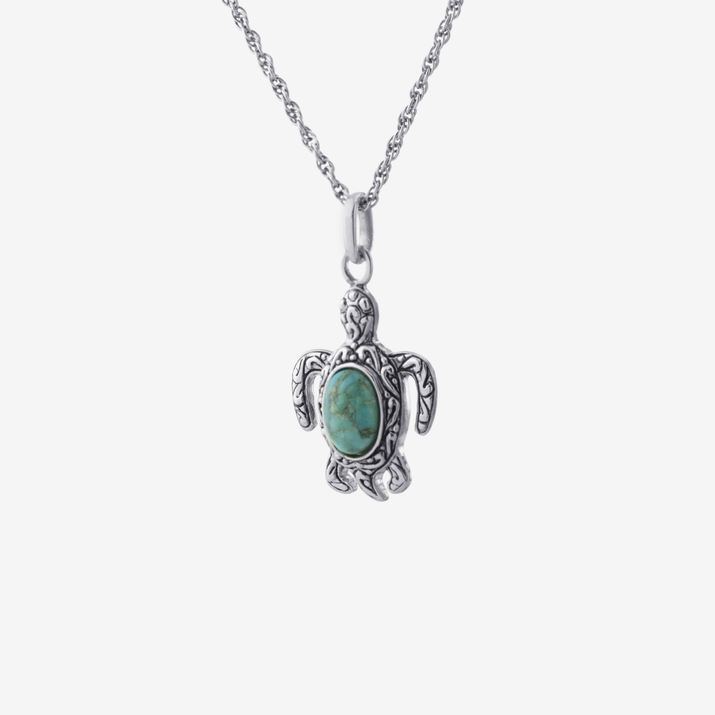 Turtle Womens Enhanced Blue Turquoise Sterling Silver 18 Inch Pendant Necklace