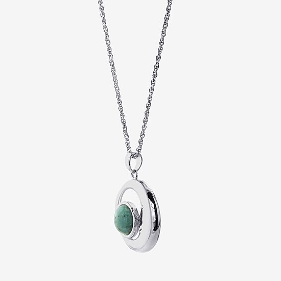 Womens Enhanced Blue Turquoise Sterling Silver Moon 18 Inch Pendant Necklace