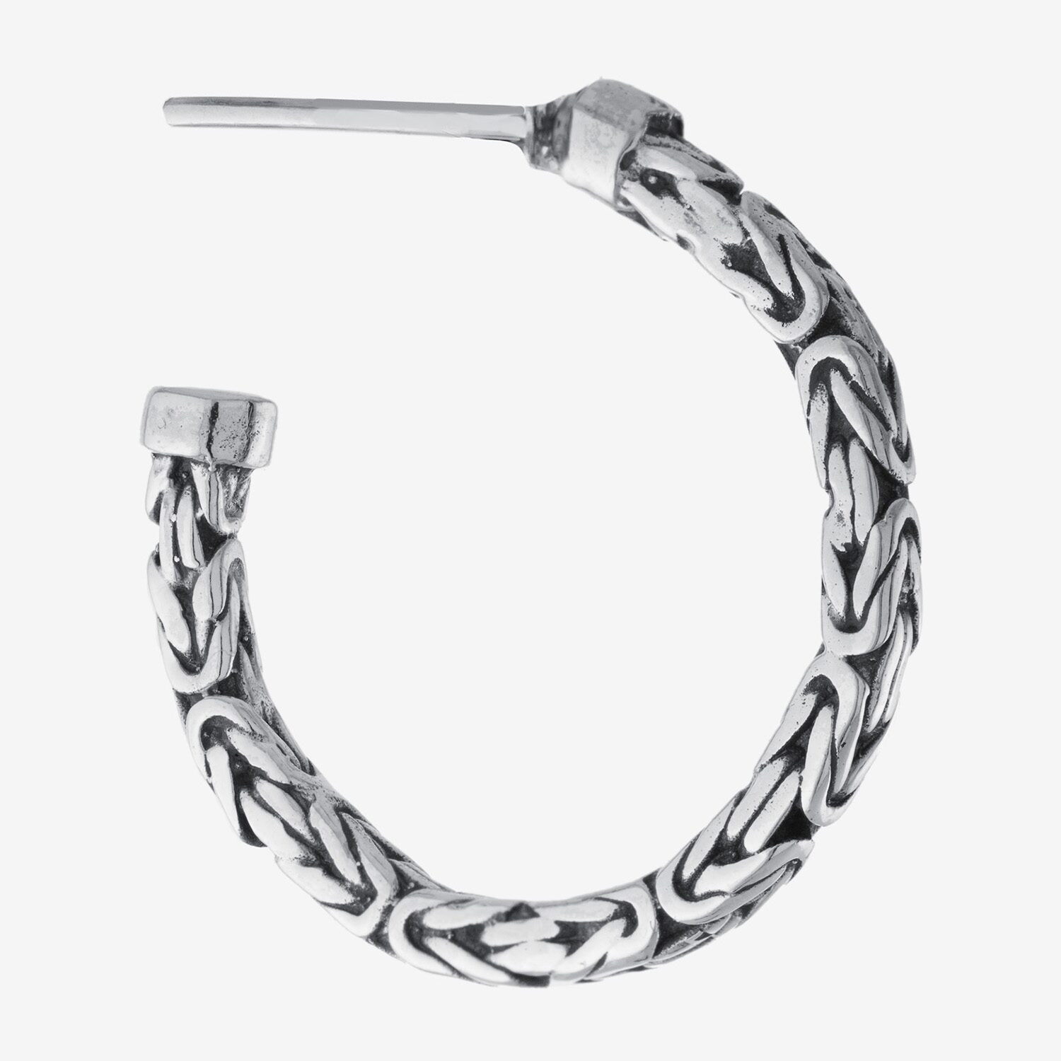 Bali Inspired Womens Sterling Silver 24.3mm Round Hoop Earrings