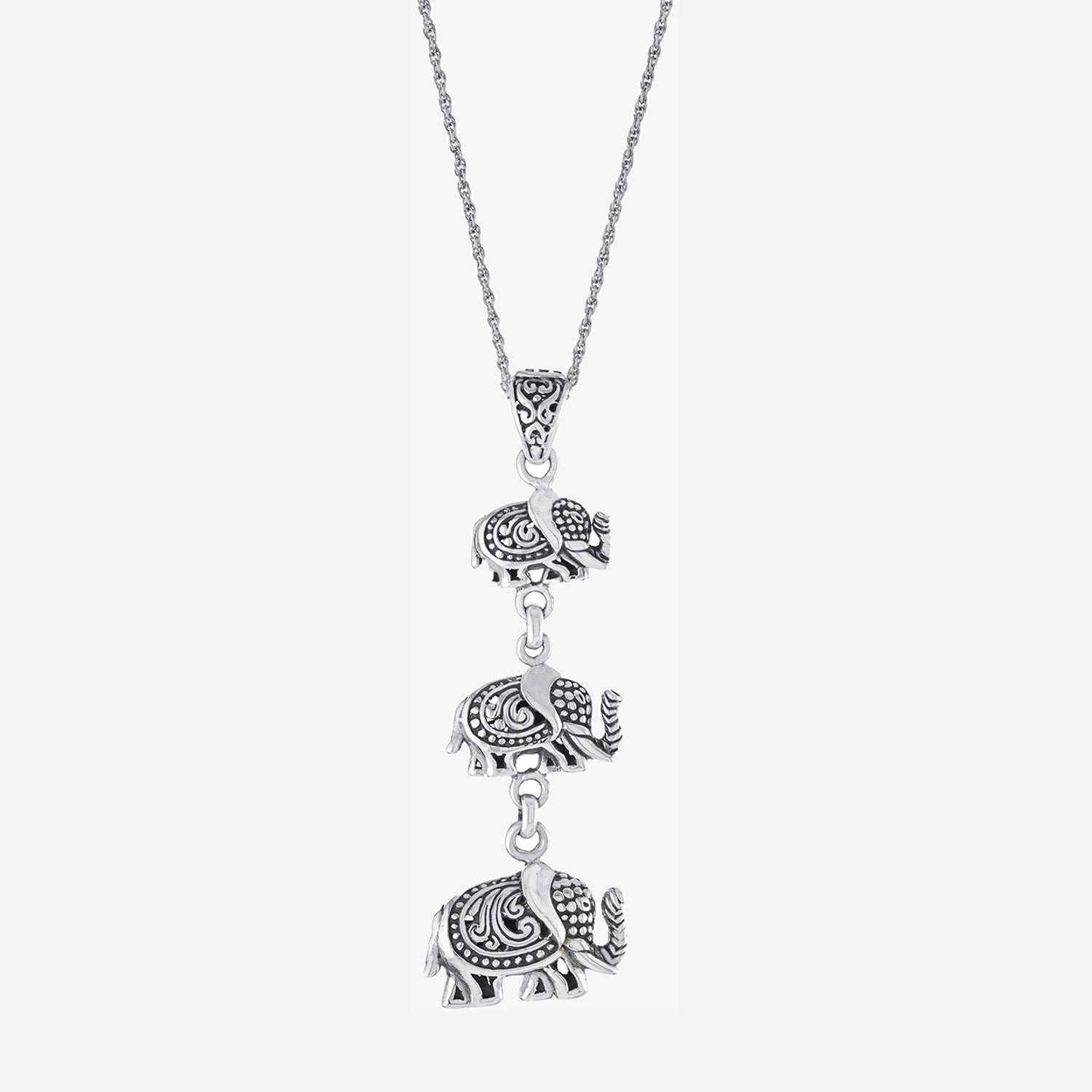 Bali Inspired Womens Sterling Silver 16 Inch Pendant Necklace