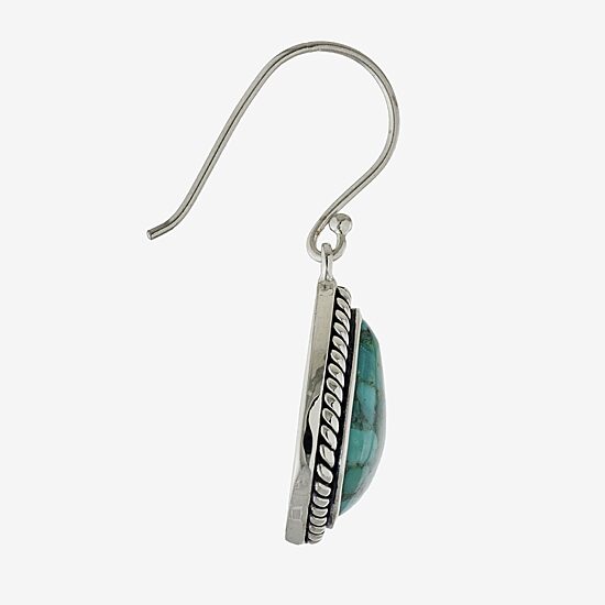 Womens Enhanced Blue Turquoise Sterling Silver Drop Earrings