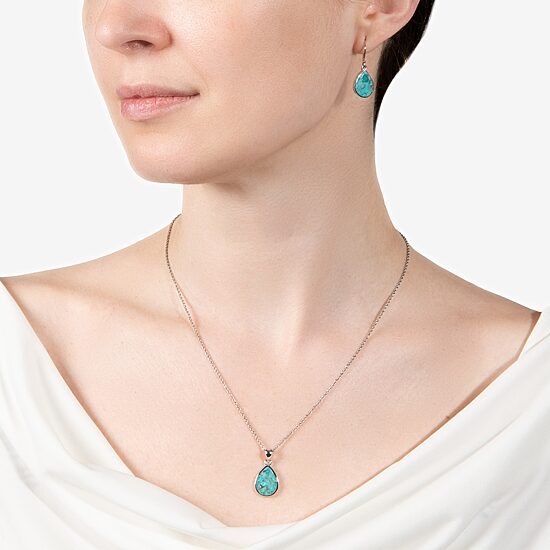 Womens Enhanced Blue Turquoise Sterling Silver 2-pc. Jewelry Set