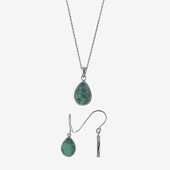 Womens Enhanced Blue Turquoise Sterling Silver 2-pc. Jewelry Set