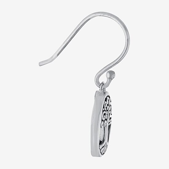 Bali Inspired Womens White Mother Of Pearl Sterling Silver Oval Drop Earrings