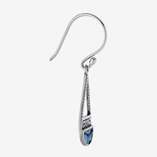 Bali Inspired Womens Abalone Sterling Silver Drop Earrings