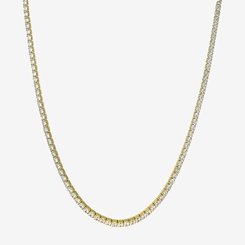 Adjustable Length Womens Cubic Zirconia 14K Gold Over Silver 26 Inch Tennis Necklace, One Size
