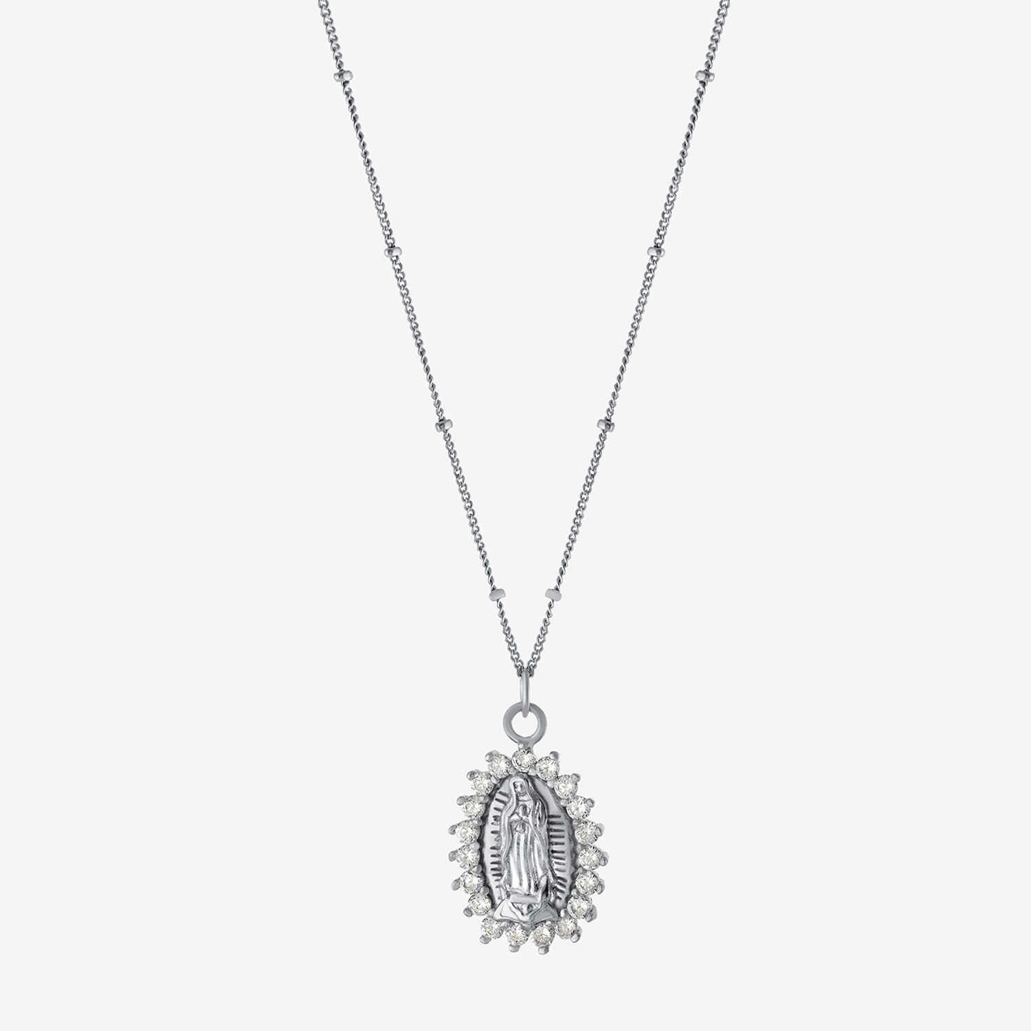 Diamonart Lady Of Guadalupe Womens Cubic Zirconia Sterling Silver Oval 16 Inch Pendant Necklace