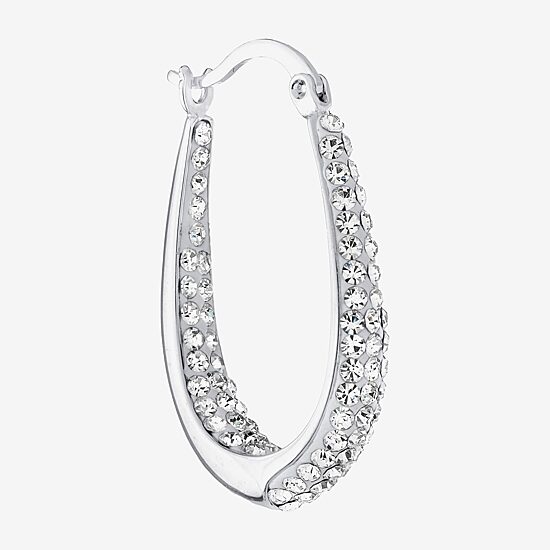 Sterling Silver Crystal Inside-Out Hoop Earrings 