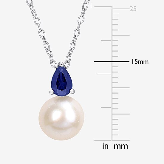 Womens White Cultured Freshwater Pearl Sterling Silver 18 Inch Pendant Necklace
