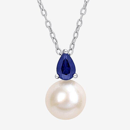 Womens White Cultured Freshwater Pearl Sterling Silver 18 Inch Pendant Necklace