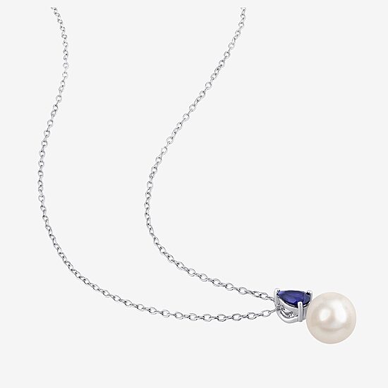 Womens White Cultured Freshwater Pearl Sterling Silver 18 Inch Pendant Necklace