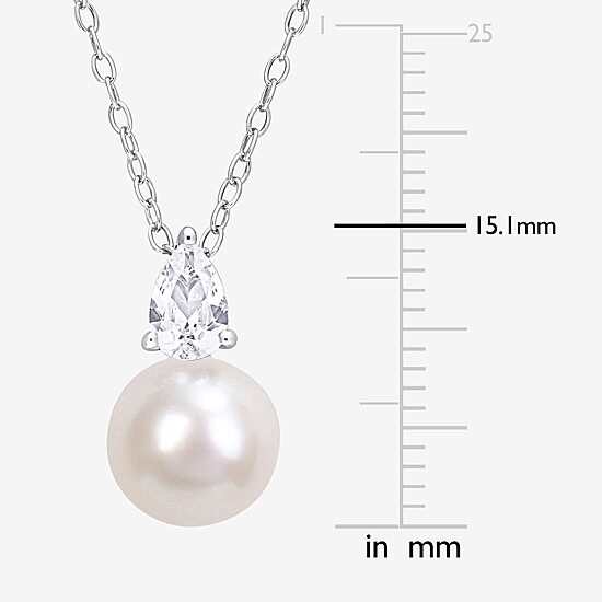 Womens White Cultured Freshwater Pearl Sterling Silver 18 Inch Pendant Necklace