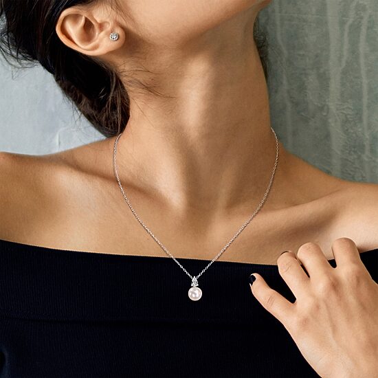 Womens White Cultured Freshwater Pearl Sterling Silver 18 Inch Pendant Necklace