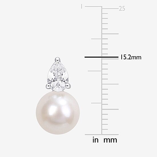 White Cultured Freshwater Pearl Sterling Silver 15.2mm Stud Earrings