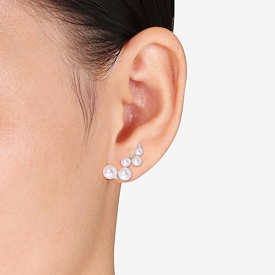 Womens White Cultured Freshwater Pearl 18K Gold Over Silver Drop Earrings
