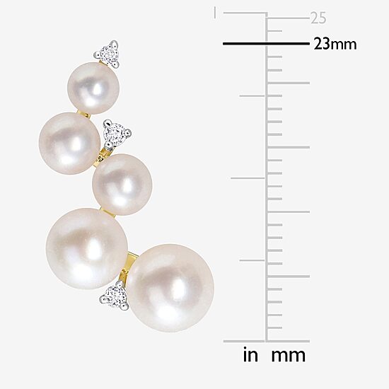 Womens White Cultured Freshwater Pearl 18K Gold Over Silver Drop Earrings