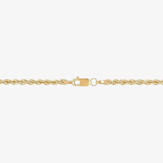 14K Gold 16 - 30 Inch Semi-Solid Sparkle Rope Chain Necklace