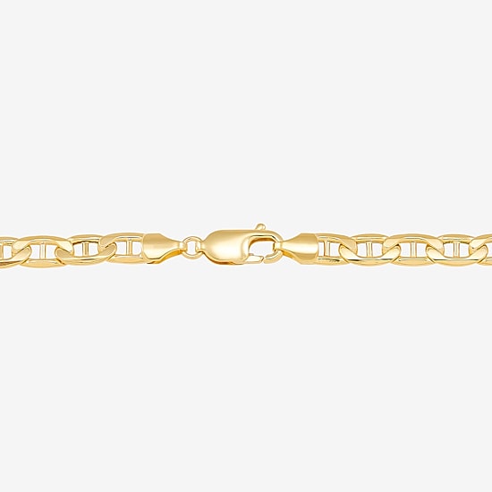 Made in Italy Mens 10K Gold Semisolid Link Chain Bracelet
