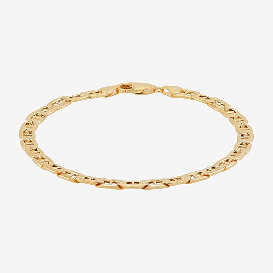 Made in Italy Mens 10K Gold Semisolid Link Chain Bracelet